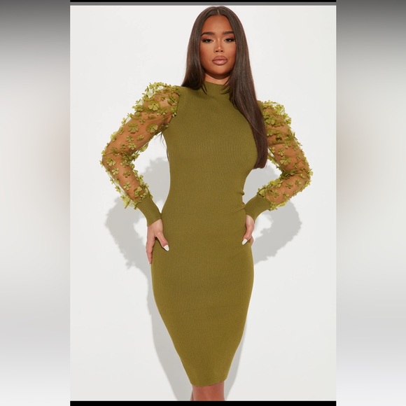 Fashion nova green Ribbed Dress - Picture 3 of 5
